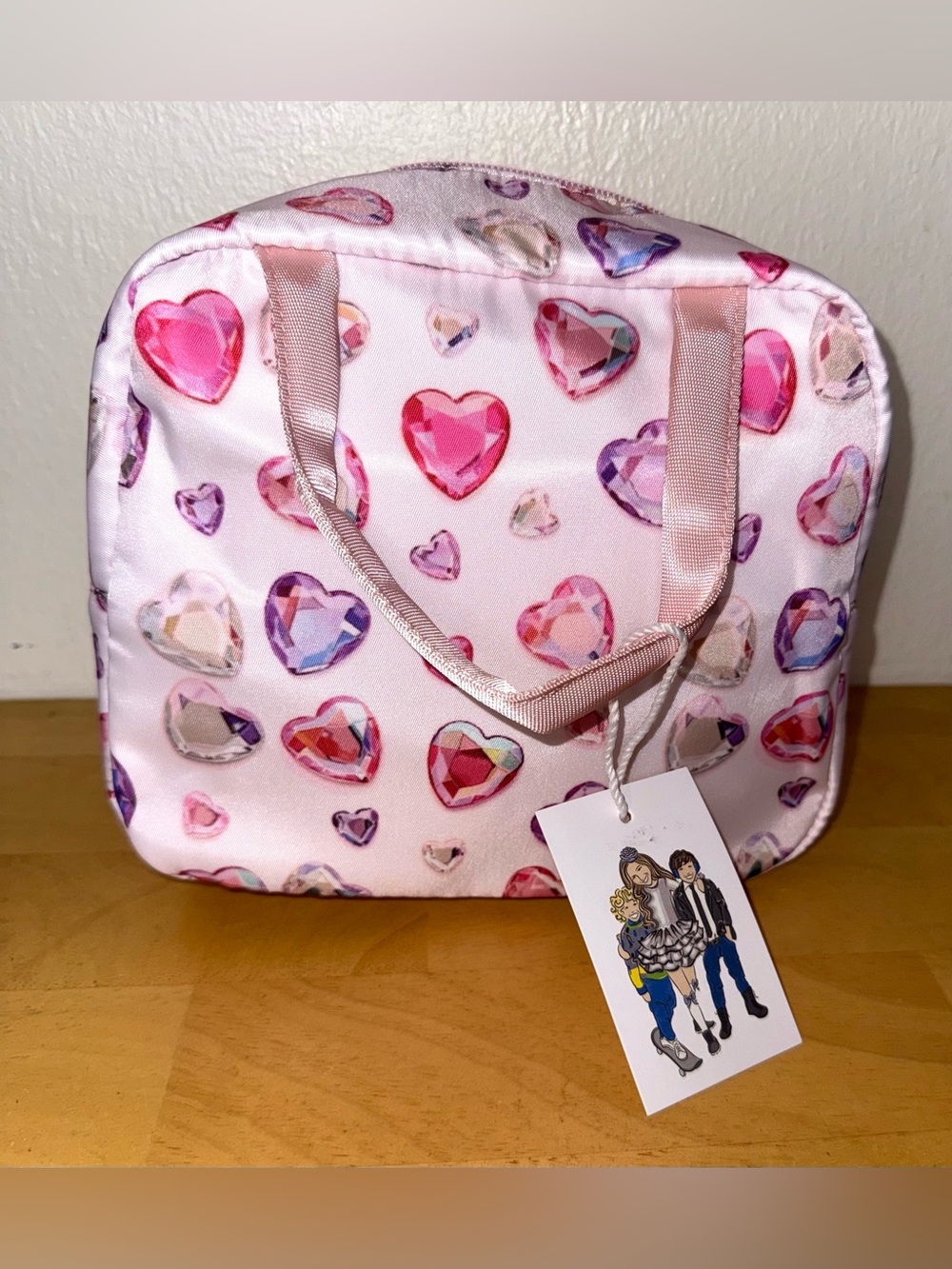 Lola + the Boys Diamond Hearts Lunch Bag, NWT